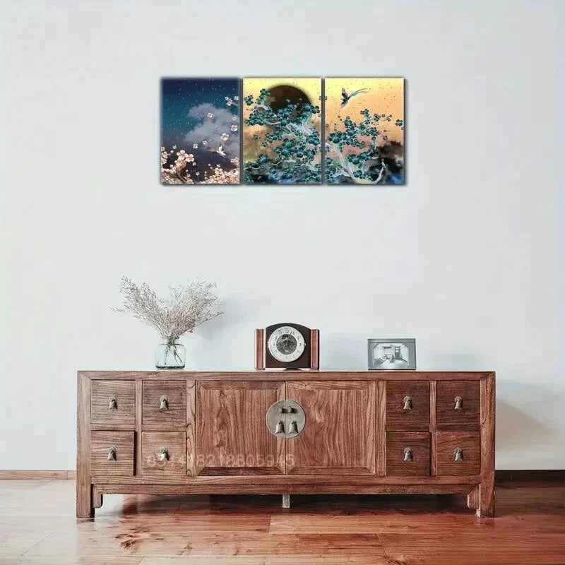 3pcs Beautiful flowers, plum blossoms Metal Print Ready to Hang Art