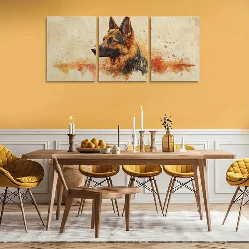 3pcs German Shepherd Watercolor Metal Print Ready to Hang Art
