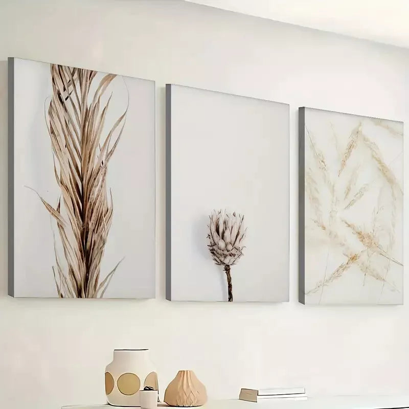 3pcs Featuring Hay And Dried Flowers, Embodying Wall Art Set Canvas Framed 40x60cm - High Quality Print 100% Australian Made Wall Canvas Ready to Hang