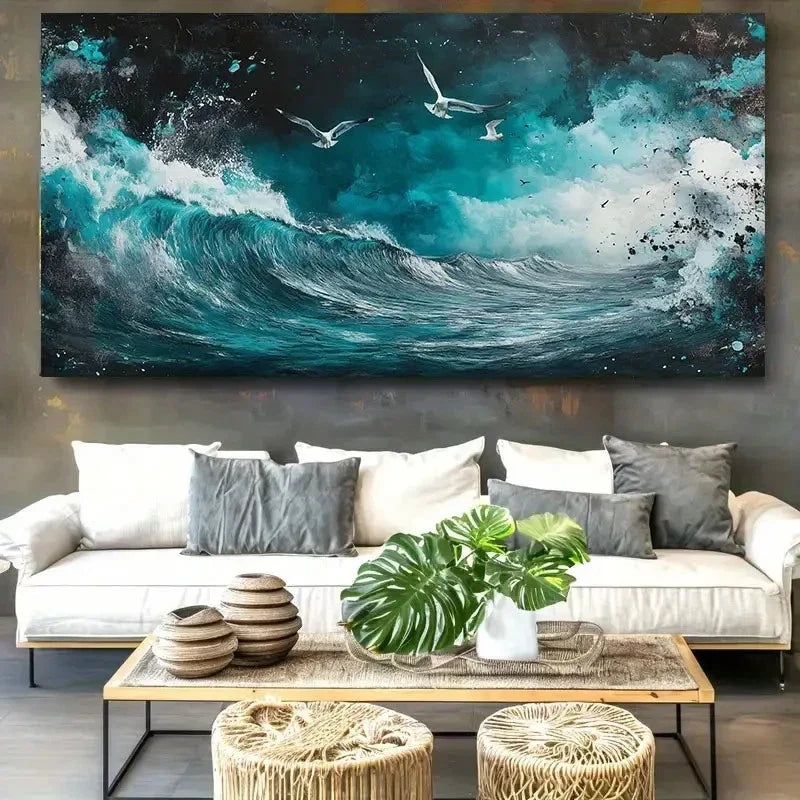 Modern Seaside Scenery Wall Art Canvas Office Home Room Framed 120x60cm