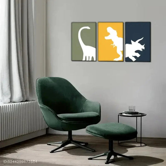 3pcs Dinosaur Decoration Poster Pop Art Metal Print Ready to Hang Art
