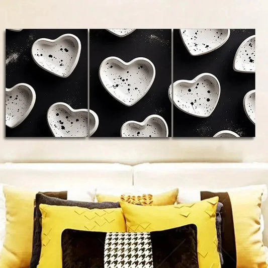 3pcs Shape on black background Wall Art Set Canvas Framed 40x60cm - High Quality Print 100% Australian Made Wall Canvas Ready to Hang