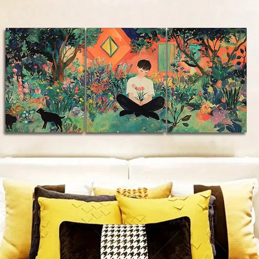 3pcs Jungle-Themed Prints Vibrant Floral Wall Art Set Canvas Framed 40x60cm - High Quality Print 100% Australian Made Wall Canvas Ready to Hang