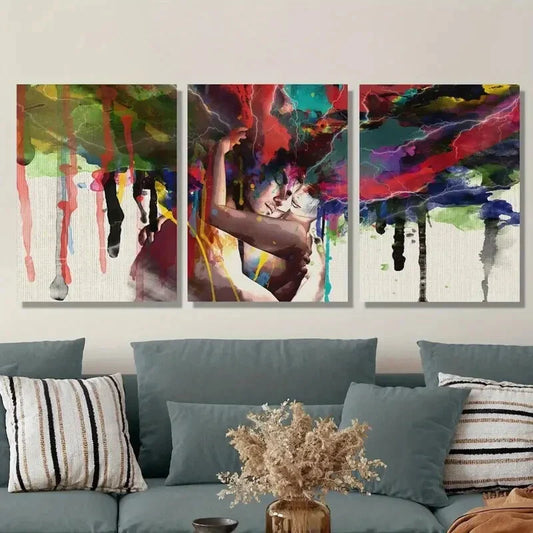 3pcs Modern Love Embrace Abstract Metal Print Ready to Hang Art