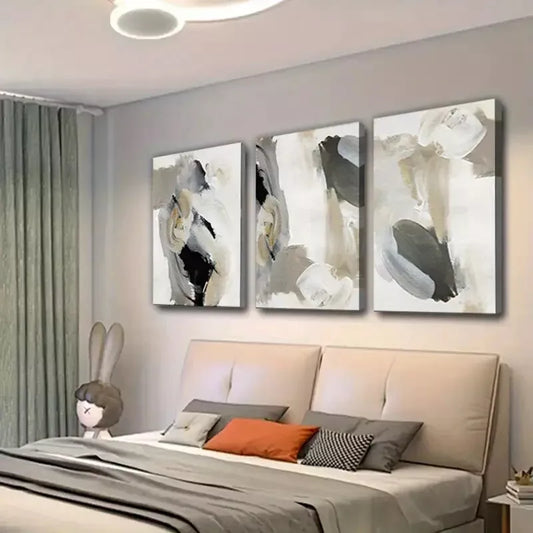 3pcs Nordic Modern Black and White Wall Art Abstract Canvas Framed 40x60cm - High Quality Print 100% Australian Made Wall Canvas Ready to Hang
