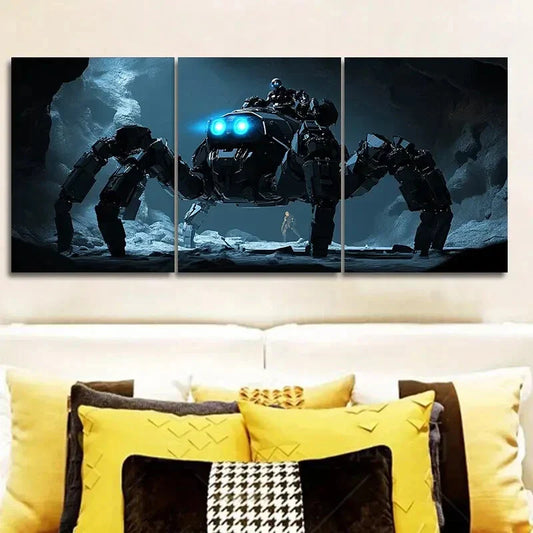 3pcs Featuring Large Mechanical Spiders Wall Art Set Canvas Framed 40x60cm - High Quality Print 100% Australian Made Wall Canvas Ready to Hang