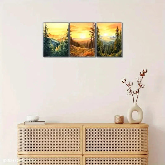 3pcs Sunset Sunrise Landscape Art Poster Metal Print Ready to Hang Art