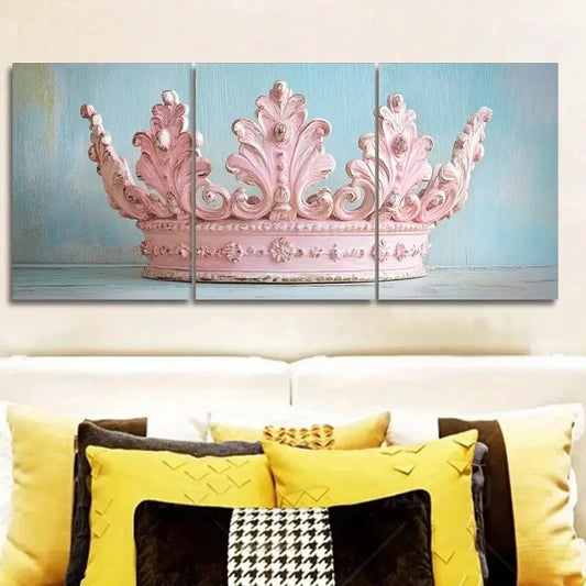 3pcs Pink Crown Design,Wall Art Set Canvas Framed 40x60cm - High Quality Print 100% Australian Made Wall Canvas Ready to Hang