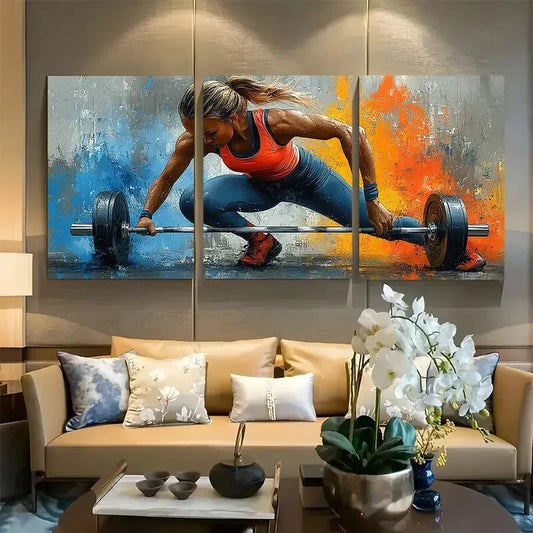 3pcs Female Fitness Workout Colorful Sports Metal Print Ready to Hang Art