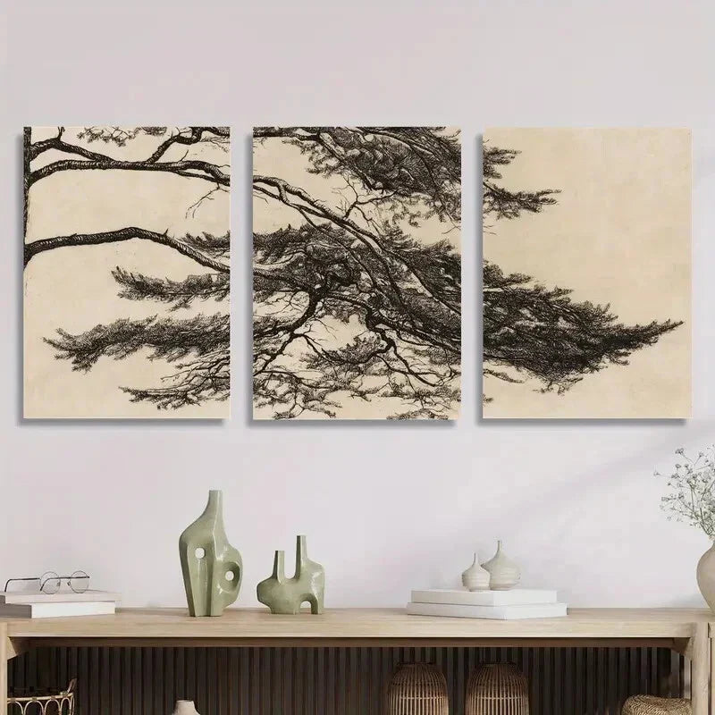 3pcs Travel photography, Chinese retro Metal Print Ready to Hang Art