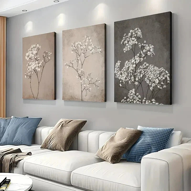 3pcs Vintage Floral Wall Art Set Canvas Framed 40x60cm - High Quality Print 100% Australian Made Wall Canvas Ready to Hang
