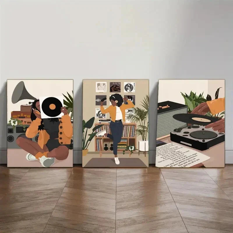 3pcs Fashion Art Posters Urban Art Trendy Art Metal Print Ready to Hang Art