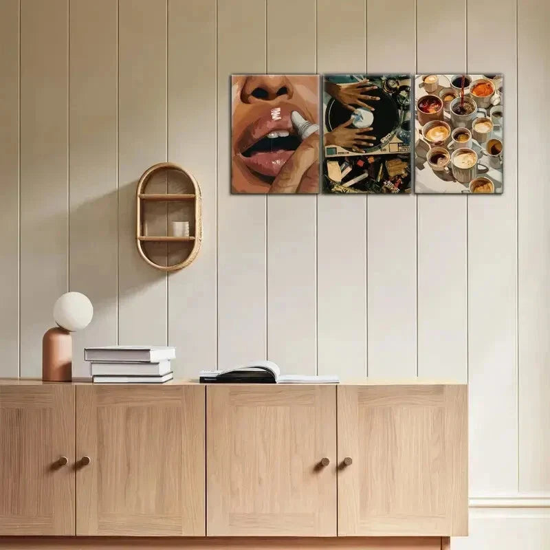 3pcs Trendy Vinyl Record Portrait Art Posters Metal Print Ready to Hang Art