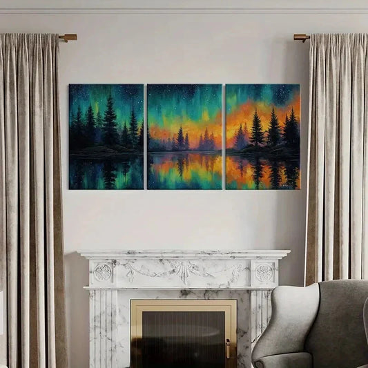 3pcs Forest Reflection Abstract Landscape Metal Print Ready to Hang Art