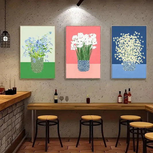 3pcs Floral Canvas Artwork Metal Print Ready to Hang Art