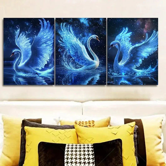 3pcs A magnificent white swan Wall Art Set Canvas Framed 40x60cm - High Quality Print 100% Australian Made Wall Canvas Ready to Hang