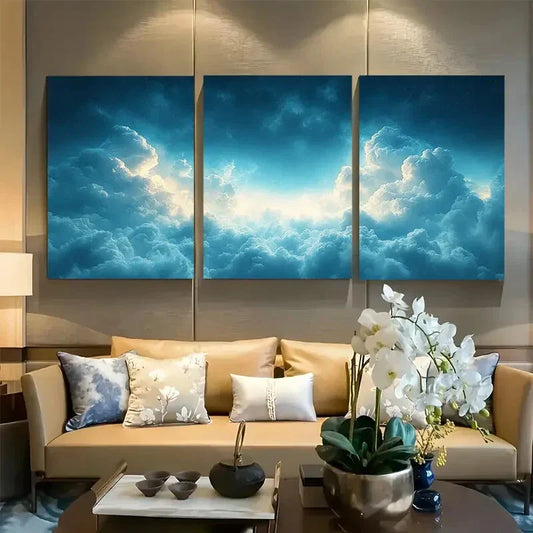 3pcs Minimalist Moody Cloud Metal Print Ready to Hang Art