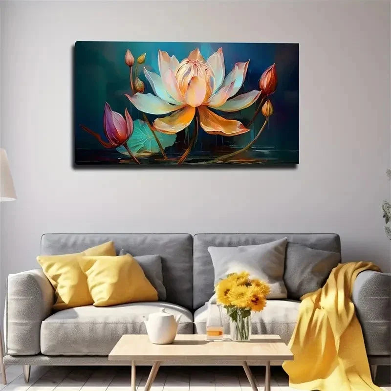 Deep For Lotus Profound Wall Art Canvas Office Home Room Framed 120x60cm