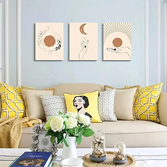 3pcs Minimalist Abstract Metal Print Ready to Hang Art