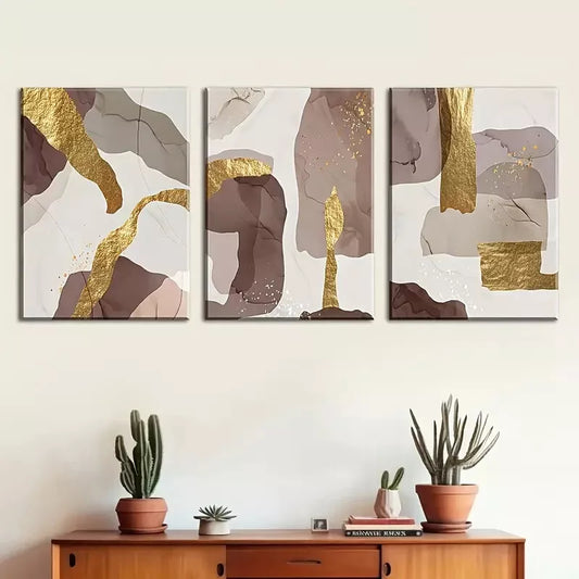 3pcs Abstract Print in a Light Luxury Style Wall Art Set Canvas Framed 40x60cm - High Quality Print 100% Australian Made Wall Canvas Ready to Hang
