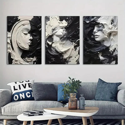 3pcs Abstract People Painting Metal Print Ready to Hang Art