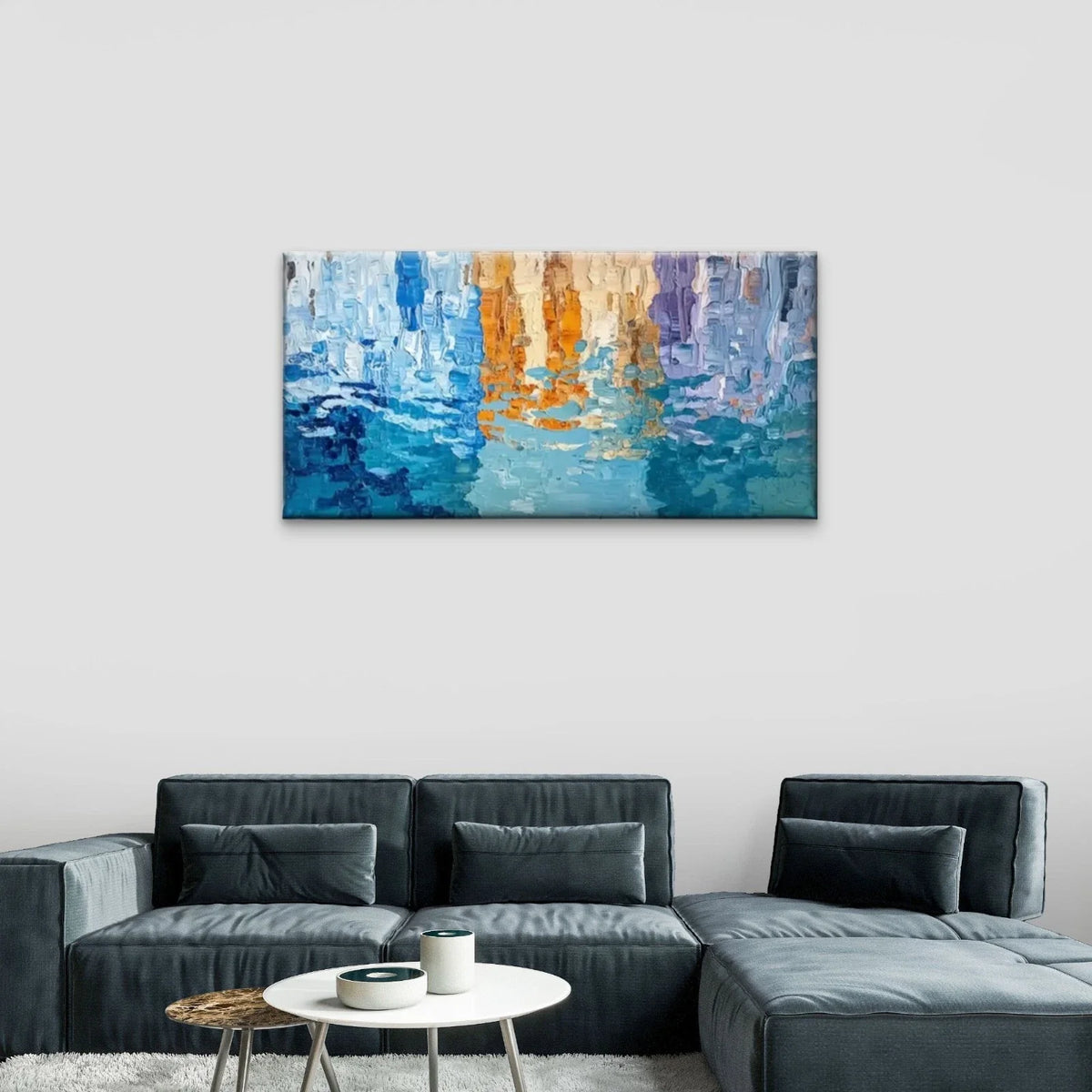 Abstract Colourful Painting Wall Art Canvas Office Home Room Framed 80x45cm