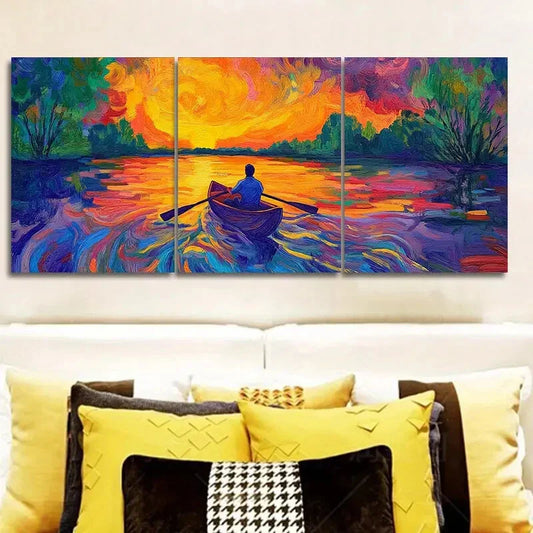 3pcs Abandoned Lake Nature Wall Art Set Canvas Framed 40x60cm - High Quality Print 100% Australian Made Wall Canvas Ready to Hang