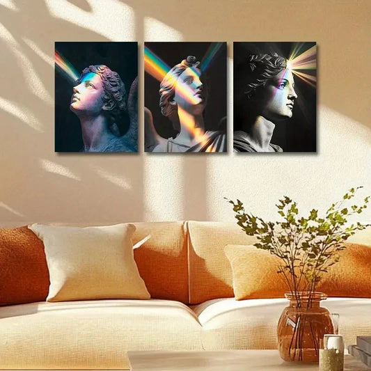 3pcs Vibrant Rainbow & Sunlight Effects Design Metal Print Ready to Hang Art