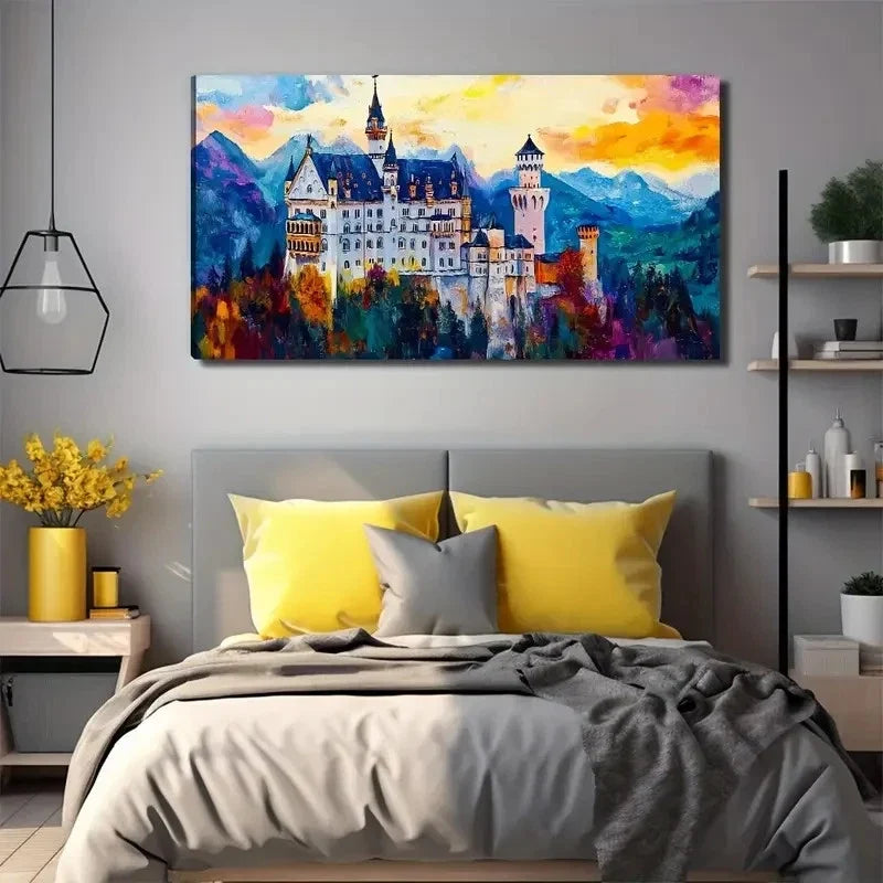 Color Castle Suitable Wall Art Canvas Office Home Room Framed 80x45cm