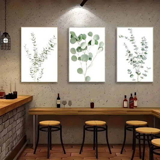 3pcs Vibrant Green Grass Poster Botanical Art Metal Print Ready to Hang Art