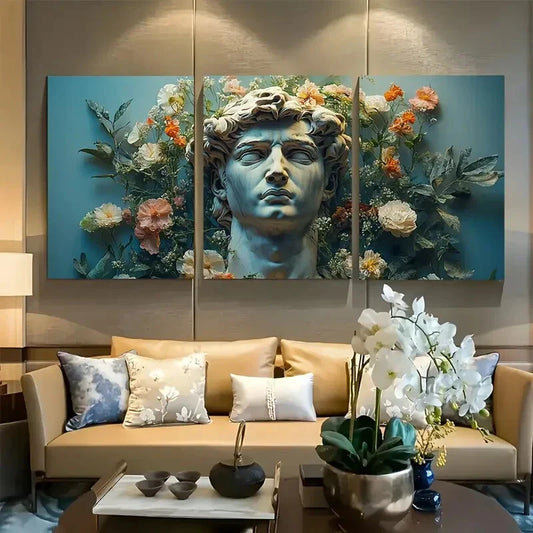 3pcs Modern Renaissance Michelangelo David Statue Metal Print Ready to Hang Art