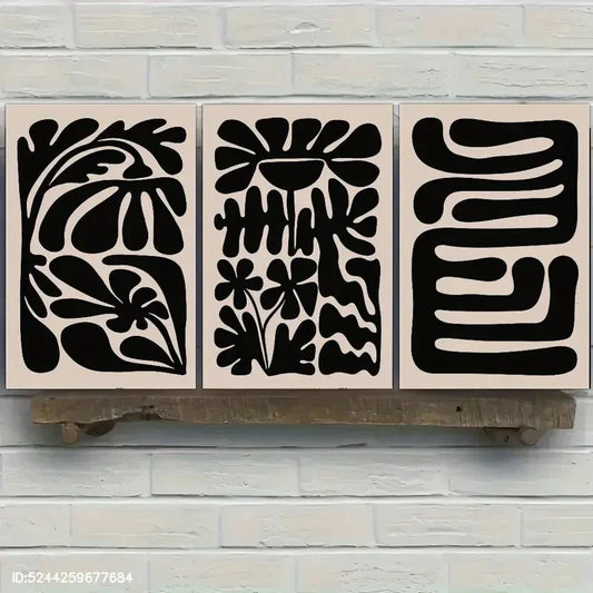 3pcs Minimalist Geometric Patterns Metal Print Ready to Hang Art