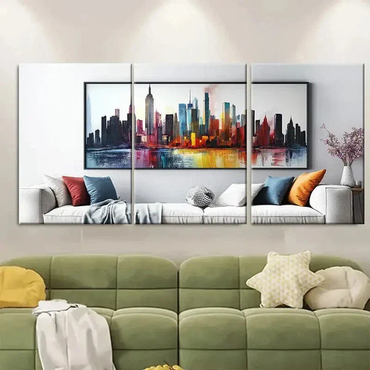 3pcs Manhattan Cityscape Empire State Building Metal Print Ready to Hang Art