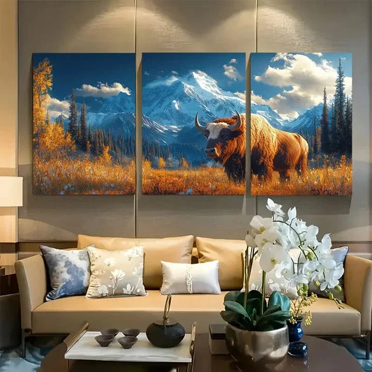 3pcs Denali is the Highest Mountain Peak Metal Print Ready to Hang Art