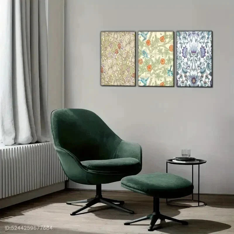 3pcs Vintage Abstract Art Floral Wall Art Poster Metal Print Ready to Hang Art