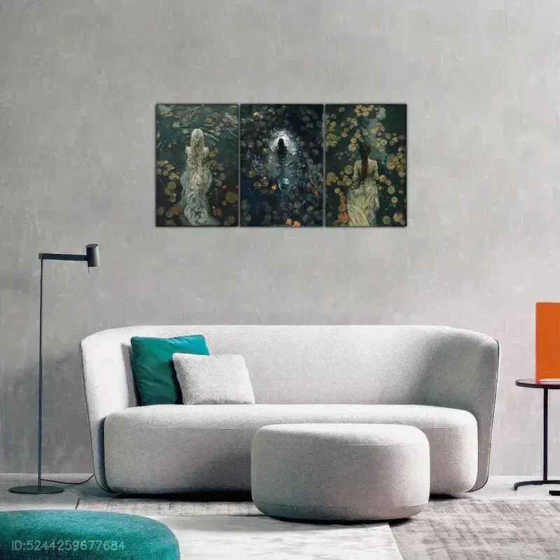 3pcs Victorian Mural Dark Cottle Style Vintage Metal Print Ready to Hang Art
