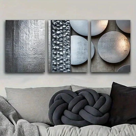 3pcs Art Deco Classic Modern Style, Metal Print Ready to Hang Art