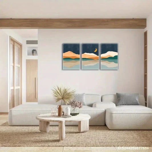 3pcs Landscape in the Dark Night Mountains Metal Print Ready to Hang Art