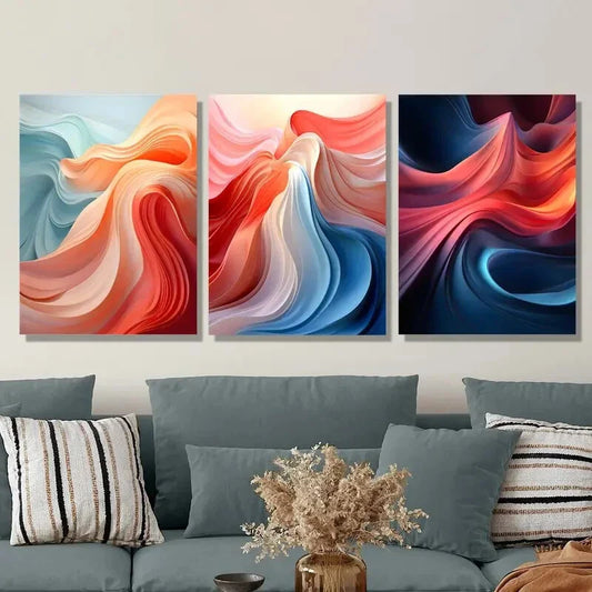3pcs Modern Gradient Floral Designs Abstract Metal Print Ready to Hang Art