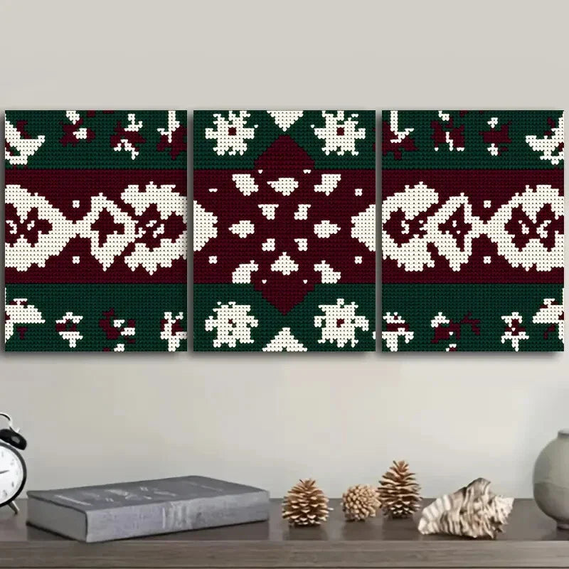 3pcs Christmas sweater pattern Wall Art Set Canvas Framed 40x60cm - High Quality Print 100% Australian Made Wall Canvas Ready to Hang