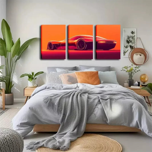 3pcs Future Car Wall Art Set Canvas Framed 40x60cm - High Quality Print 100% Australian Made Wall Canvas Ready to Hang