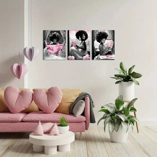 3pcs African American Women inspirational Metal Print Ready to Hang Art