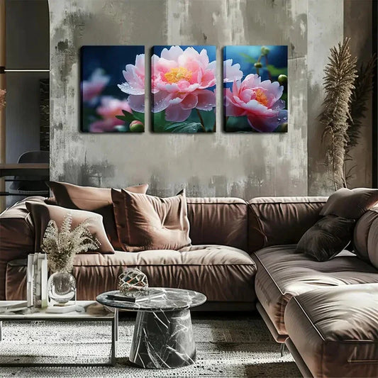 3pcs Beautiful Flowers In Bloom Wall Art Set Canvas Framed 40x60cm - High Quality Print 100% Australian Made Wall Canvas Ready to Hang