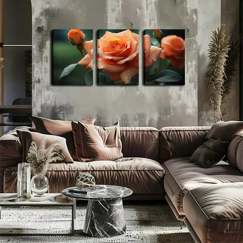 3pcs Elegant And Attractive Roses Wall Art Set Canvas Framed 40x60cm - High Quality Print 100% Australian Made Wall Canvas Ready to Hang