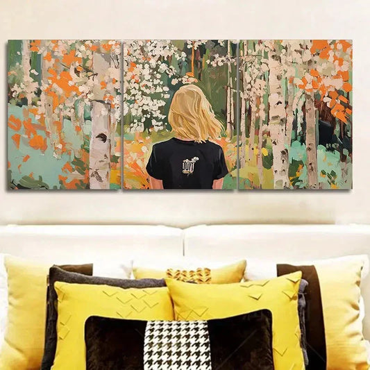 3pcs Spring forest Nature Trees Wall Art Set Canvas Framed 40x60cm - High Quality Print 100% Australian Made Wall Canvas Ready to Hang