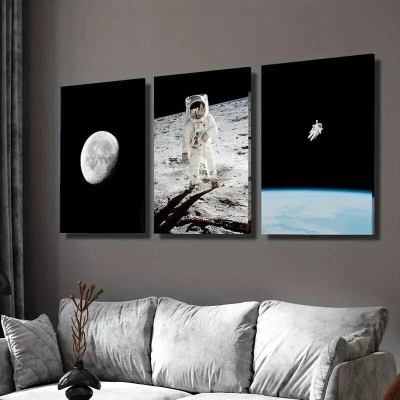 3pcs Space Exploration Science Fiction Themed Wall Art Set Canvas Framed 40x60cm - High Quality Print 100% Australian Made Wall Canvas Ready to Hang