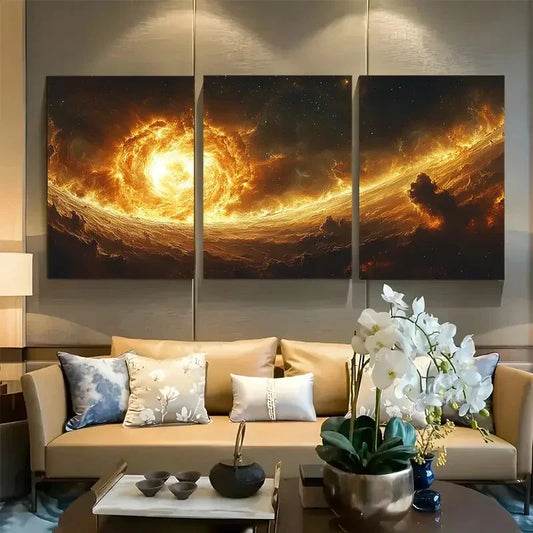 3pcs Galaxy Collision In Universe Design Metal Print Ready to Hang Art