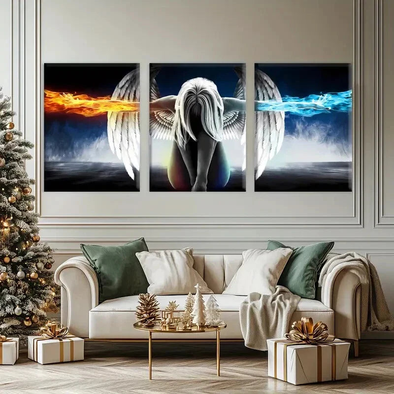 3pcs Fantasy Angel Print Painting Metal Print Ready to Hang Art