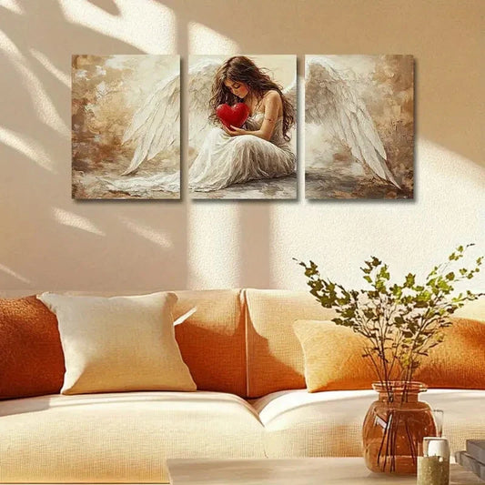 3pcs The Angel holds the Heart Metal Print Ready to Hang Art