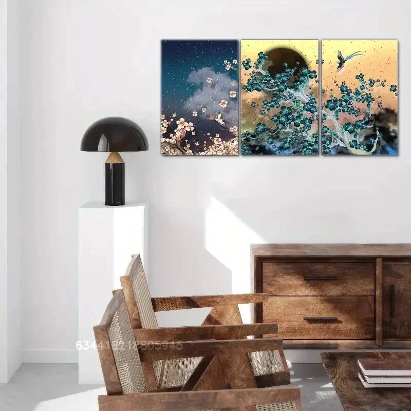 3pcs Beautiful flowers, plum blossoms Metal Print Ready to Hang Art